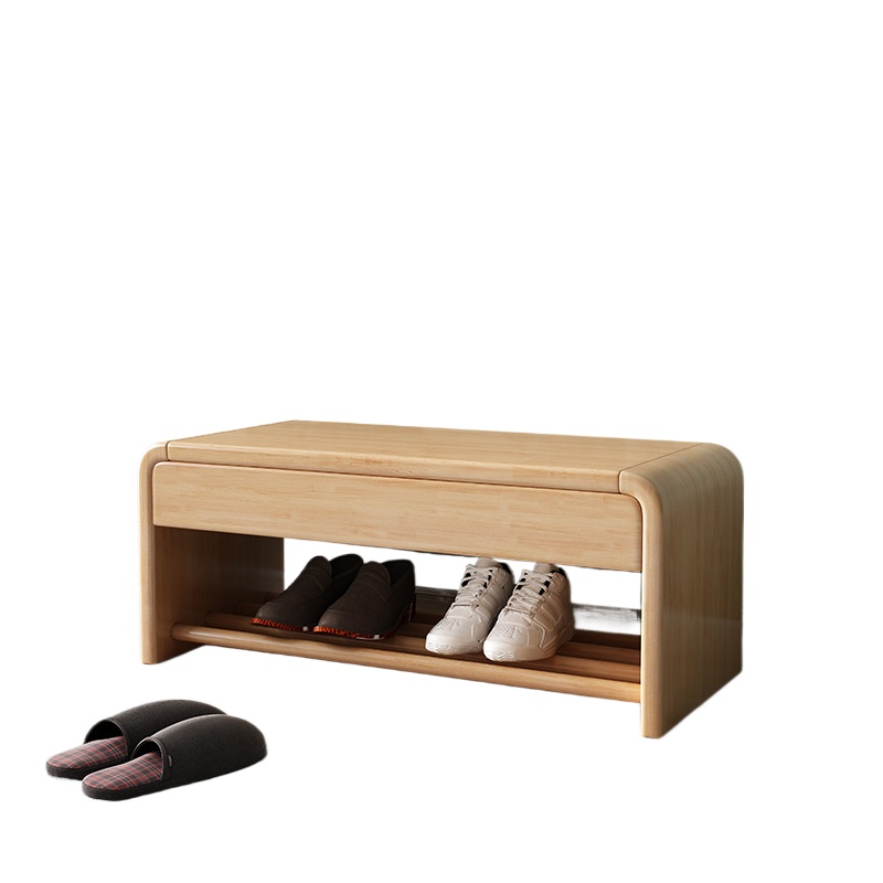 Muji Home Storage - 玄関用シューズベンチ 木製フットスツール 引き出し収納付き 長椅子 シューズ用ベンチ IKEA