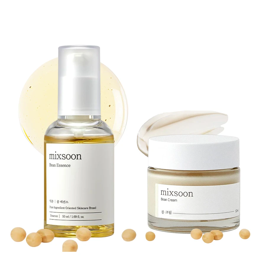 Korean Skincare Routine - ミックスーン豆エッセンスクリームデュオセット 保湿・滑らか肌ケア グラススキンケア 50ml+50ml 韓国スキンケア