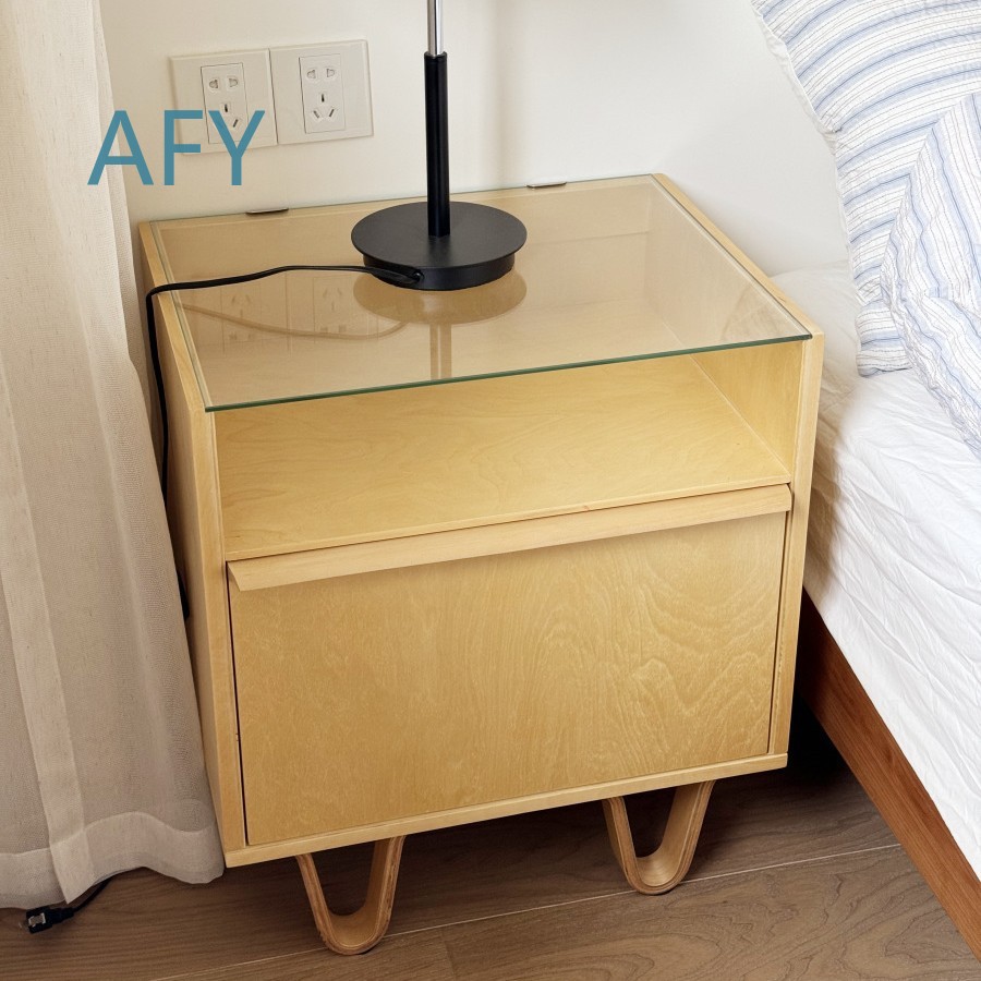 中世スタイルの無垢材ベッドサイドテーブル、寝室用、モダンでシ - Muji Home Storage のレビューと価格