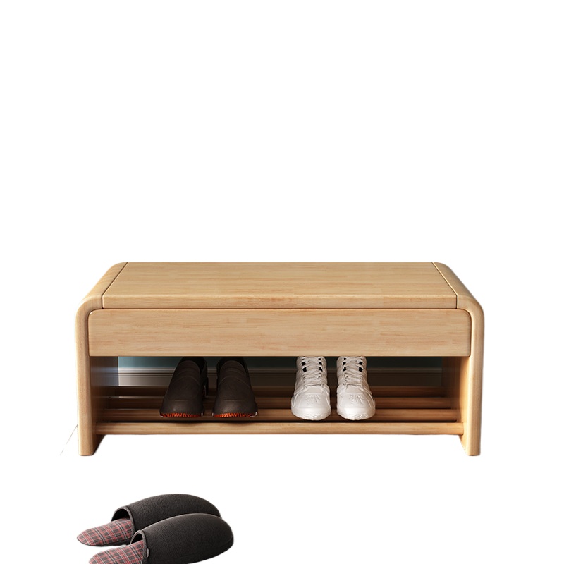 玄関用シューズベンチ 木製フットスツール 引き出し収納付き  - Muji Home Storage のレビューと価格